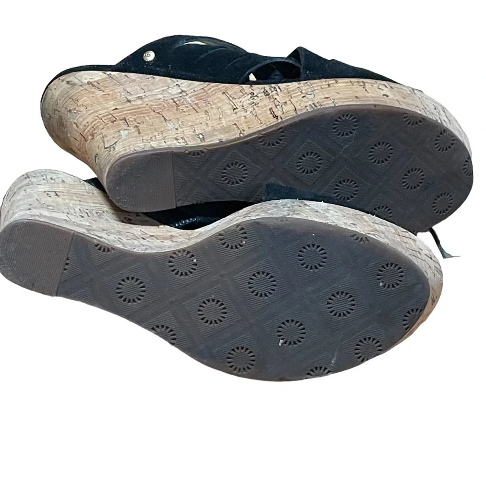 UGG Marta black cork wedge sandals